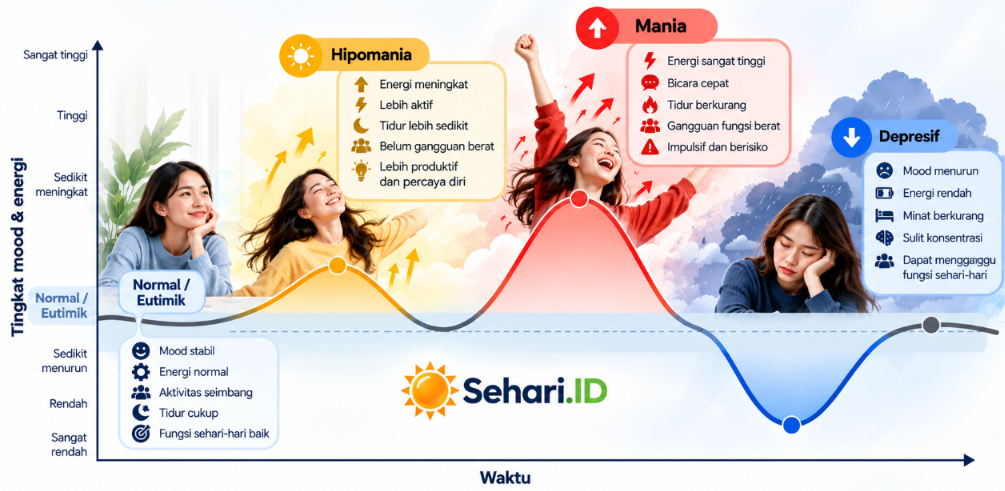 Perbedaan Mania, Hipomania, dan Depresi dalam Gangguan Bipolar: Mengenal Bipolar I, Bipolar II, dan Siklotimik