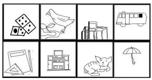 Contoh Gambar Tes Wartegg dengan Bentuk Geometris dan Pola Abstrak